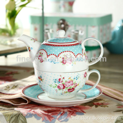 Elegant Fine New Bone China Teapot and Cup in One of Mary Garden